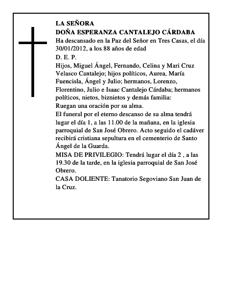 Doña Esperanza Cantalejo Cárdaba