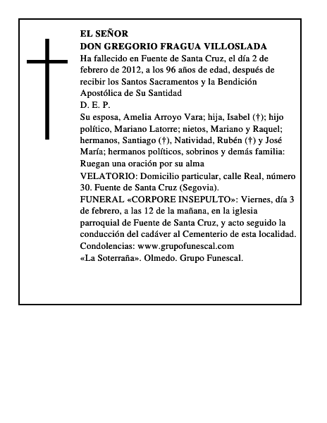 Don Gregorio Fragua Villoslada