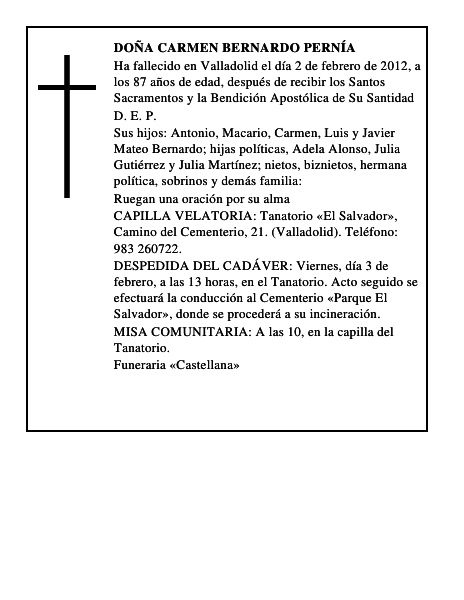 Doña Carmen Bernardo Pernía