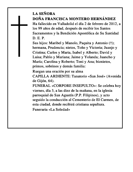 Doña Francisca Montero Hernández