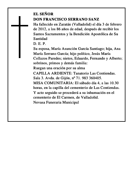 Don Francisco Serrano Sanz