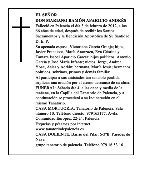 Don Mariano Ramón Aparicio Andrés