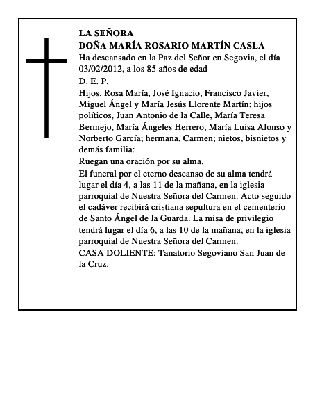 Doña María Rosario Martín Casla