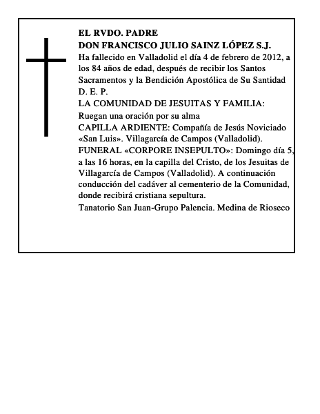 Don Francisco Julio Sainz López S.J.