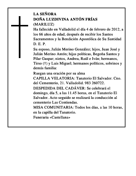 Doña Luzdivina Antón Frías
