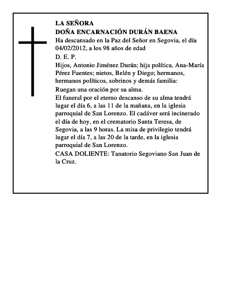 Doña Encarnación Durán Baena