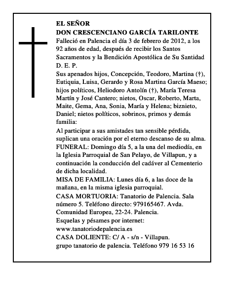 Don Crescenciano García Tarilonte