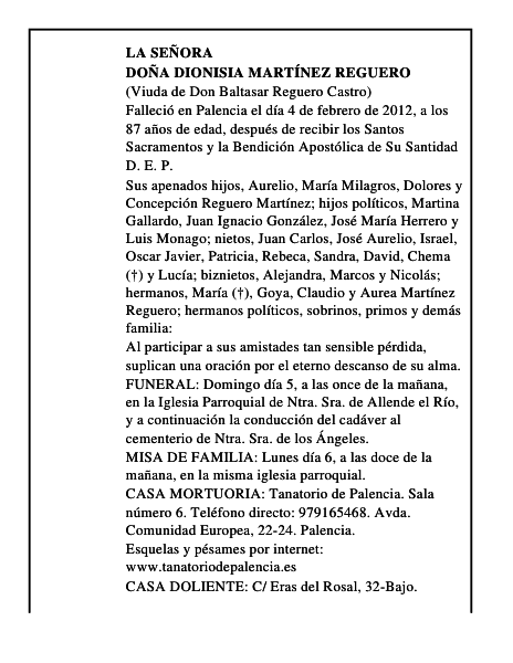 Doña Dionisia Martínez Reguero