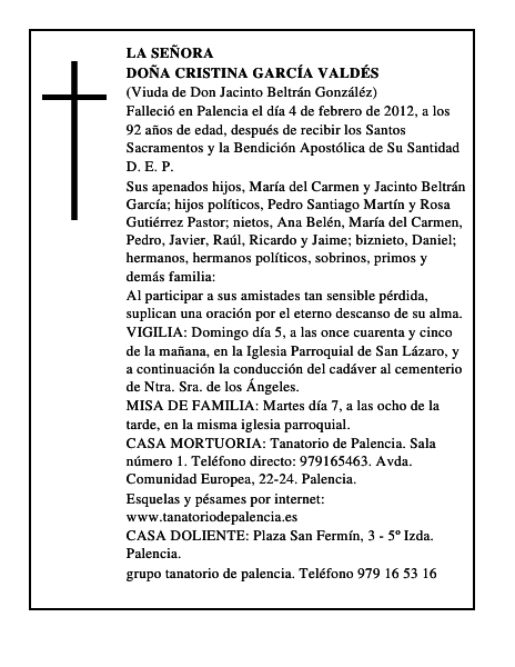 Doña Cristina García Valdés