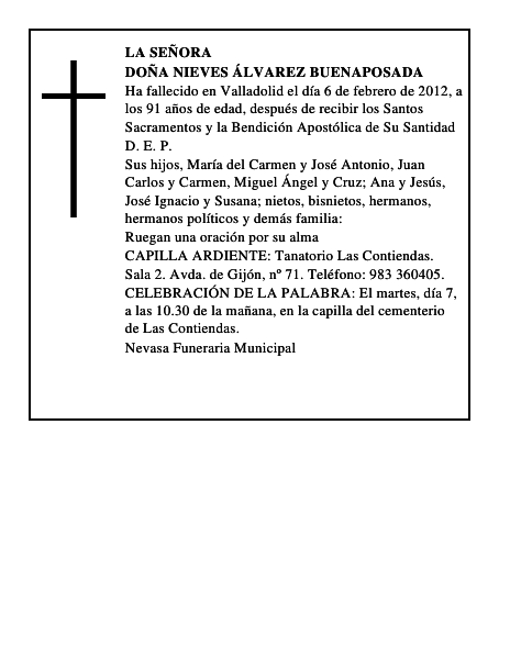 Doña Nieves Álvarez Buenaposada