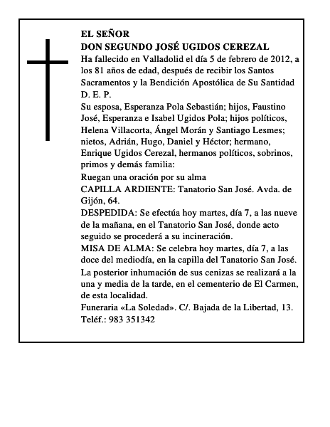 Don Segundo José Ugidos Cerezal