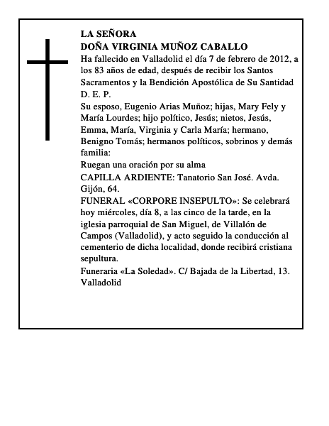 Doña Virginia Muñoz Caballo