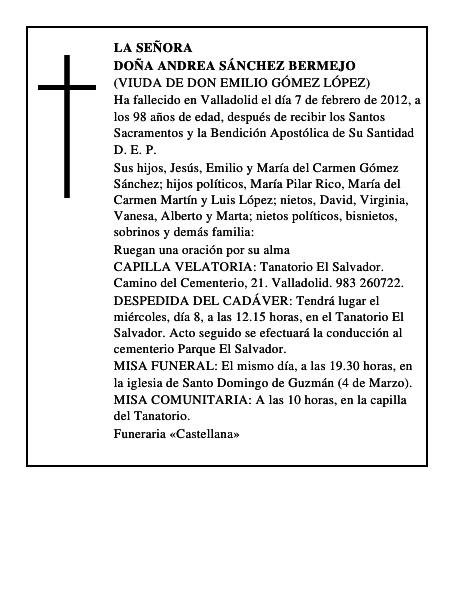 Doña Andrea Sánchez Bermejo
