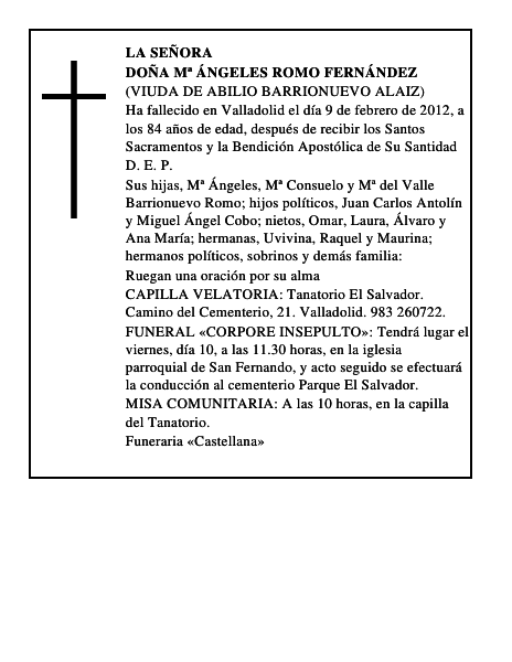Doña Mª Ángeles Romo Fernández