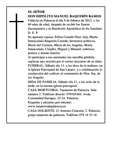 Don Hipólito Manuel Baquerín Ramos