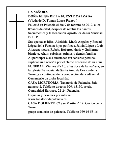 Doña Elisa de la Fuente Calzada