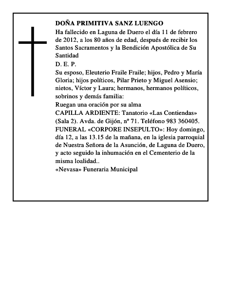 Doña Primitiva Sanz Luengo
