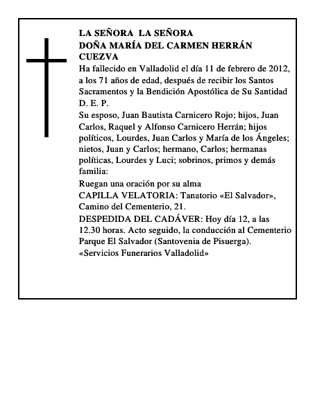 Doña María del Carmen Herrán Cuezva
