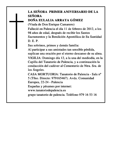 Doña Eulalia Arraya Gómez