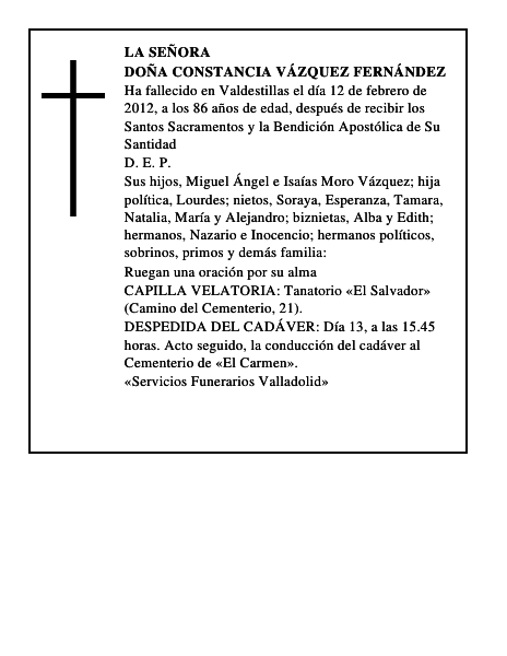 Doña Constancia Vázquez Fernández