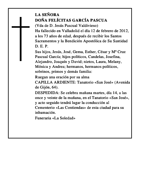 Doña Felícitas García Pascua