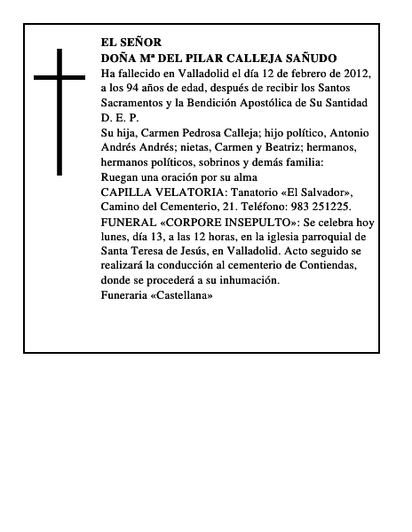 Doña Mª del Pilar Calleja Sañudo