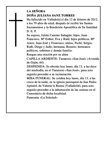 Doña Juliana Sanz Torres
