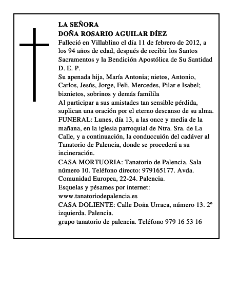 Doña Rosario Aguilar Díez