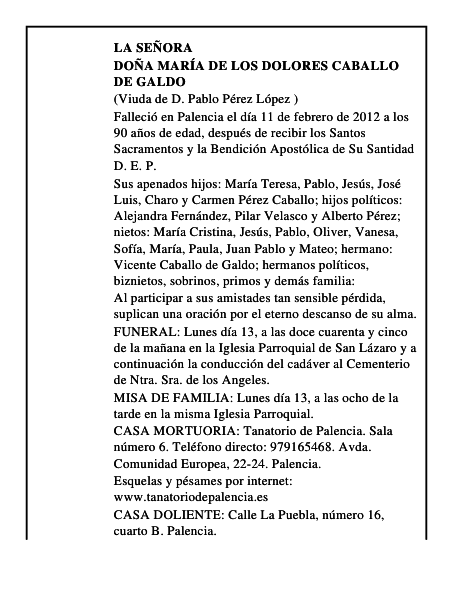 Doña María de los Dolores Caballo de Galdo