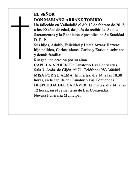 Don Mariano Arranz Toribio