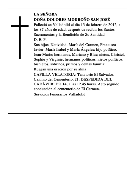 Doña Dolores Modroño San José
