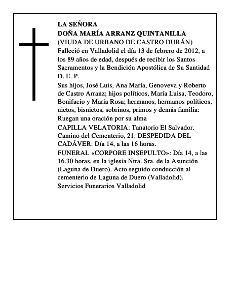 Doña María Arranz Quintanilla