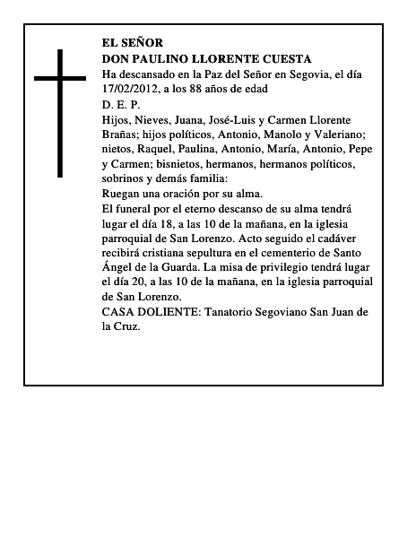 Don Paulino Llorente Cuesta
