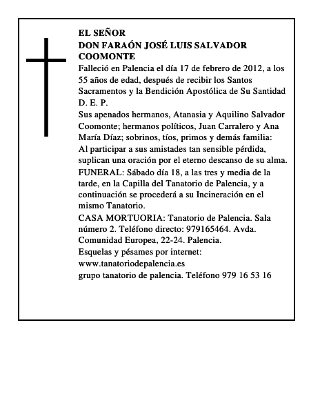 Don Faraón José Luis Salvador Coomonte