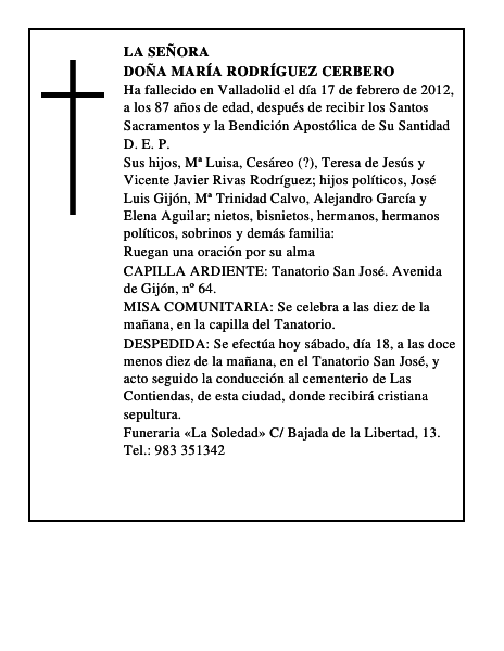Doña María Rodríguez Cerbero