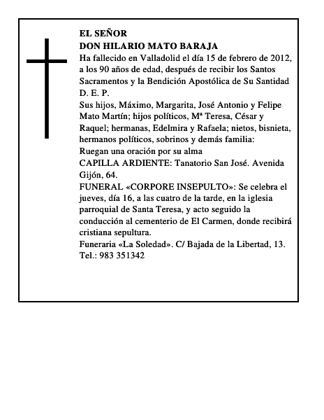 Don Hilario Mato Baraja