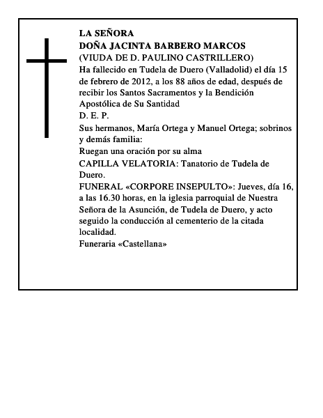 Doña Jacinta Barbero Marcos