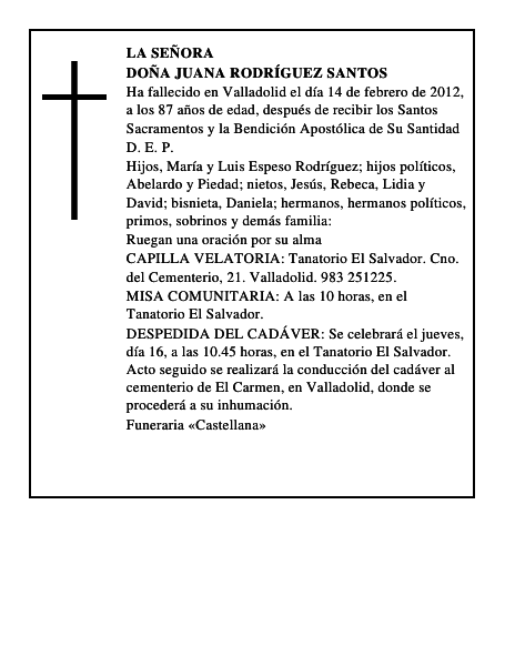 Doña Juana Rodríguez Santos