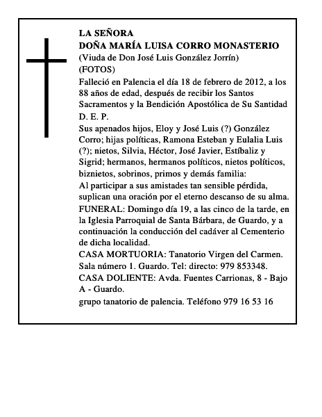 Doña María Luisa Corro Monasterio
