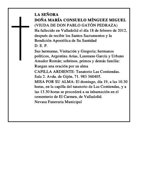 Doña María Consuelo Mínguez Miguel