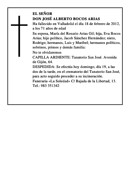 Don José Alberto Bocos Arias
