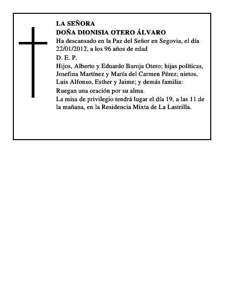 Doña Dionisia Otero Álvaro