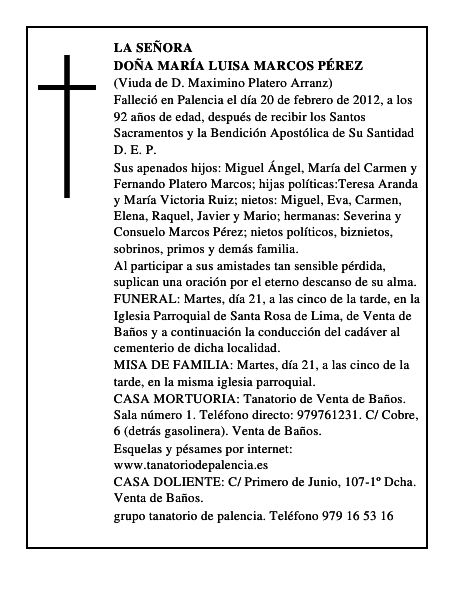 Doña María Luisa Marcos Pérez
