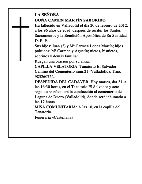 Doña Camen Martín Saborido
