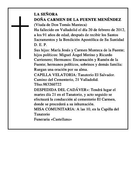 Doña Carmen de la Fuente Menéndez