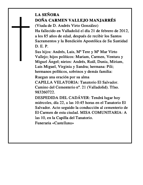 Doña Carmen Vallejo Manjarrés