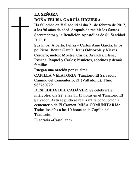 Doña Felisa García Higuera