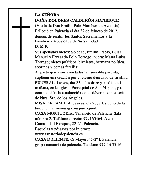 Doña Dolores Calderón Manrique