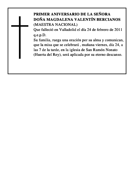 Doña Magdalena Valentín Bercianos