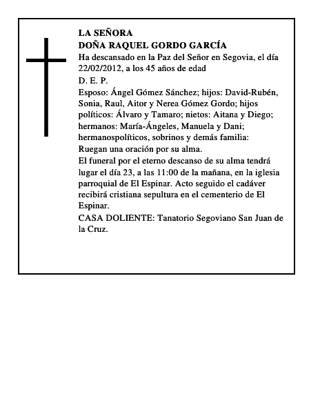 Doña Raquel Gordo García